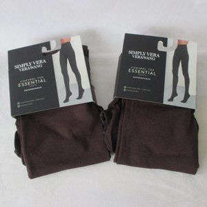 NWT - 2 Pairs Simply Vera Wang Control Top Tights - Brown - sz 1 - MSRP $36.00